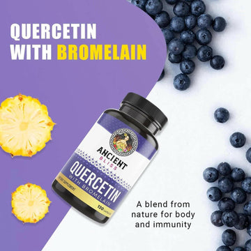 Quercetin Bromelain, Quercetin 1000Mg , Supports Immune System, Joint Health, Respiratory Health & Overall Well-Being – 120 Capsules